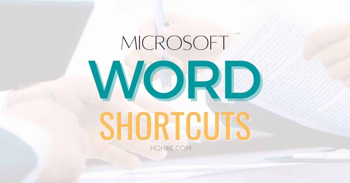 microsoft word keyboard shortcuts list